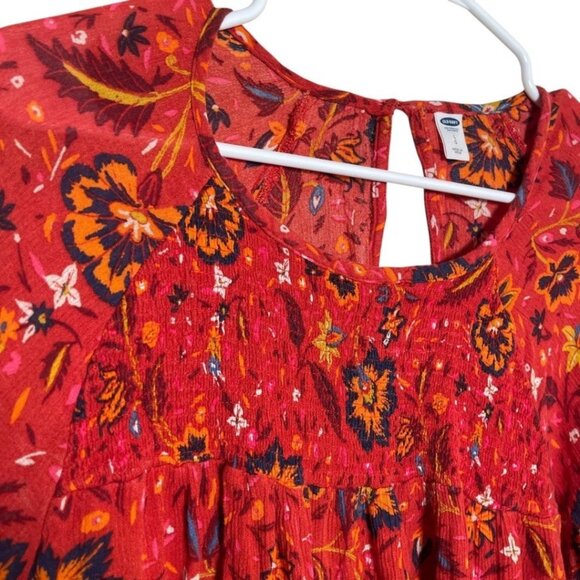 Old Navy women large red floral artsy flowy boho blouse - Picture 6 of 10
